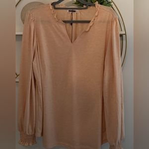 New Kikula soft knit dressy top, women's xxl, peach/tan